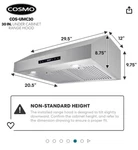 Cosmo Umc30 Ducted Under Cabinet Range Hood - Stainless Steel. Fixed Price $79.99.