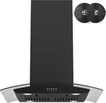 30" Black Island Mount Range Hood, 700 Cfm, 4 Led Lights, Ducted/ductless. Fixed Price $604.99.