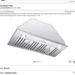 Mcbon Ie71-36 36" Insert Range Hood Stainless Steel 600 Cfm Led Ducted/ductless. Fixed Price $150.00.