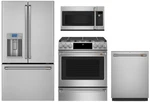 Ge Cafe 4 Piece Stainless Kitchen Package With Slide-in 30" Dual Fuel Range. Fixed Price $8962.00.