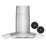 36 In. Vista Collection 380 Cfm Ductless Wall Mount Range Hood, Button Controls,. Fixed Price $366.23.