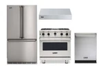 Viking Professional Package With 30" Open Burner Gas Range, Refrigerator & Hood. Fixed Price $11187.00.