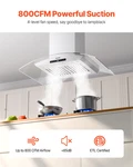30" Wall Mount Range Hood Ceiling Vent 800cfm Gesture & Touch Control. Fixed Price $496.90.
