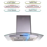 Tieasy 30 Inch Wall Mount Range Hood 700cfm Tempered Glass Gesture/touch Control. Fixed Price $209.99.
