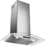 Vikio Home 30" Wall Mount Range Hood, 450 Cfm Dual Inlet, Curved Glass, Touch. Fixed Price $260.00.