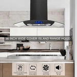 Joeaonz 36inch Island Mount Range Hood 700cfm Tempered Glass Touch Control. Fixed Price $359.99.