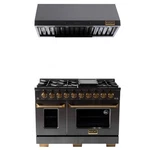 Gemstone 48 In. 6.7 Natural Gas Range In Titanium Ss + Under Cabinet Hood. Fixed Price $9348.65.