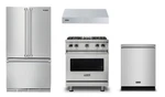 Viking Pro Package 36" Refrigerator, 30" Range, Hood, And Dishwasher. Fixed Price $12197.00.
