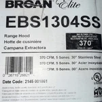 Broan Range Hood Model Ebs1304ss Mpn 370 Cfm Stainless Steel 30 In. Fixed Price $368.00.