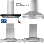 36 In Stainless Steel Island Mount Range Hood 700-900cfm Tempered Glass W/led. Fixed Price $415.99.