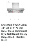 Kitchenaid 48" Commercial-style Wall-mount Canopy Range Hood - Kvwc958kss. Fixed Price $1450.00.