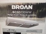 Broan Bcsd130ww Glacier 30" Under Cabinet Range Hood With Halogen Lights. Fixed Price $119.95.