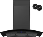 30" Wall Mount Range Hood, 600 Cfm, Ducted/ductless, Led, Black Stainless Steel. Fixed Price $399.99.