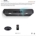 Amzchef 30" Black Stainless Steel Range Hood 750cfm Led Touch Remote. Fixed Price $132.99.