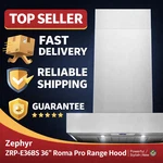 Zephyr Zrp-e36bs 36" Roma Pro Range Hood Powerful Stylish New. Fixed Price $589.00.