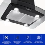 Joeaonz 30 Inch Island Range Hood Kitchen Stove Fan 3-speed Vent Black Led Light. Fixed Price $329.99.