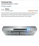 Hisohu 30" Range Hood Ikc02-30-a Stainless Steel. Fixed Price $209.00.