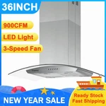 Tieasy 36 In Island Mount Range Hood 900cfm Tempered Glass Stainless Steel Led. Fixed Price $349.99.