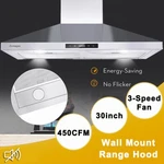 Zomagas 30inch Wall Mount Range Hood Vent 450cfm Stainless Steel Cooking Fan. Fixed Price $139.99.