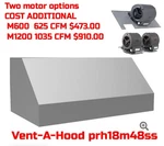 Vent-a-hood 48" Prh18m48ss Stainless Mount Ventilation Hood Blower Motor Extra. Fixed Price $1195.00.