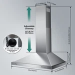 Iseasy 30in Wall-mounted Range Hood Stainless Steel 500cfm 3-speed Kitchen 120v. Fixed Price $109.99.
