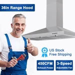 36 Inch Zomagas Wall Mount Range Hood 450cfm Stove Cook Fan Convertible New. Fixed Price $145.99.