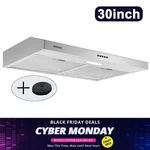 Sndoas 30in Under Cabinet Range Hood Kitchen Stainless Steel Top/rear Vent W/led. Fixed Price $95.99.