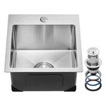 Vevor 15" Kitchen Sink Top Mount Single Bowl Drop-in Basin Stainless Steel Bar. Fixed Price $89.90.