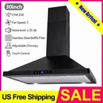 Sndoas 30inch Wall Mount Range Hood Black Stainless Steel Vent Touch Panel W/led. Fixed Price $145.99.