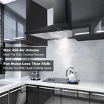 Sndoas 30 Inch Wall Mount Range Hood 450cfm Stainless Steel 3-speed Kitchen Vent. Fixed Price $119.99.