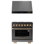 Gemstone 36 In. 5.2 Propane Gas Range In Titanium Ss + Under Cabinet Hood. Fixed Price $6159.23.