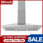 Zomagas 0190b 36 Inch Range Hood Wall Mount Vent Stainless Steel 450cfm W/led. Fixed Price $149.99.